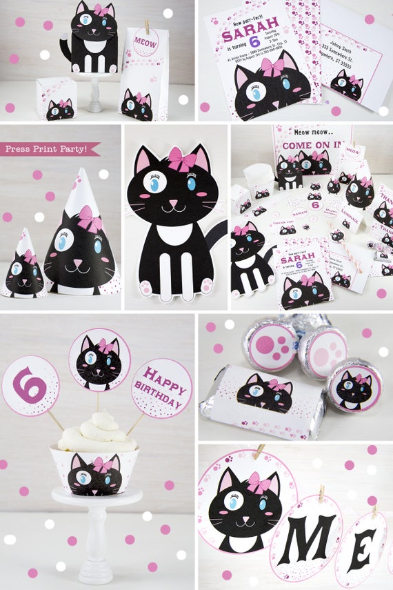 Kitten Party Printables Cat Party Decorations Cat Birthday