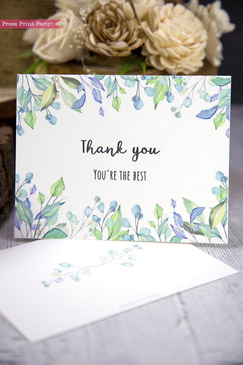 Wedding Thank You Cards With Envelope Printable Template Set Etsy