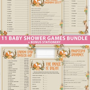 Woodland Baby Shower Game Bundle Printable, Forest Animals Baby Shower Games Bundle, Woodland Animals Theme, Girl, Boy, INSTANT DOWNLOAD image 3