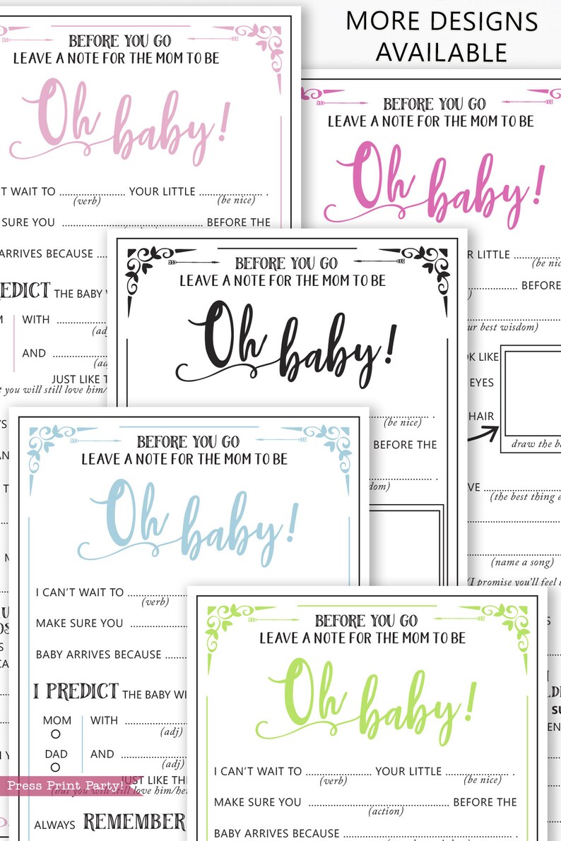 Baby Shower MadLibs Advice Card, Boho Baby Shower, Gender Neutral, Mom-to-be Funny Advice Card, Baby Shower Games, Oh Baby, INSTANT DOWNLOAD image 6