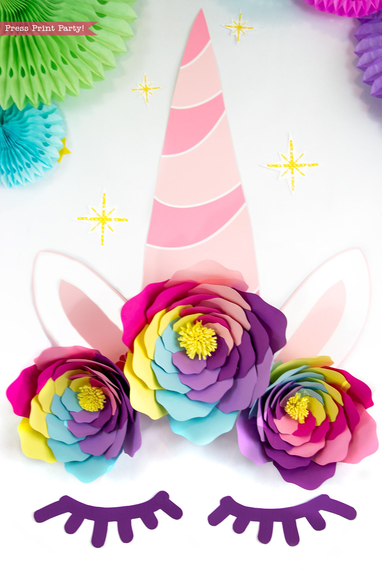 Unicorn Backdrop Printables Unicorn Party Giant Unicorn Horn | Etsy