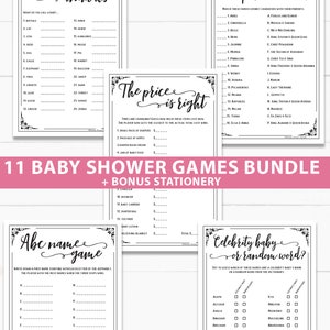 Baby Shower Games Printable Pack, Games Bundle, Unique Baby Shower Games, Funny Baby Shower Activities, Rustic, girl, boy, INSTANT DOWNLOAD image 3