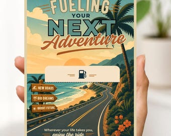 Gas Gift Card Holder Printable, Graduation Gift, Teacher Thank You, Fueling Your Next Adventure, Beach Honeymoon Wedding Travel Present