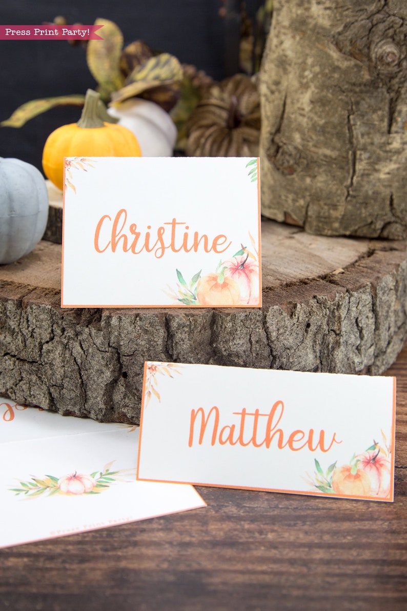 Fall Table Setting Ideas Table Setting INSTANT DOWNLOAD Baby Shower Thanksgiving Placecard Little Pumpkin Place Cards Printable
