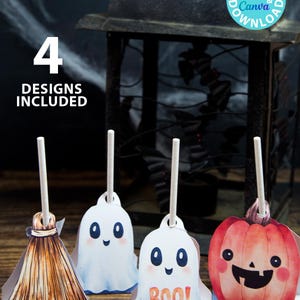 Halloween lollipop wrappers. ghost, pumpkin, broom. 4 designs included - tootsie pop, blow pop