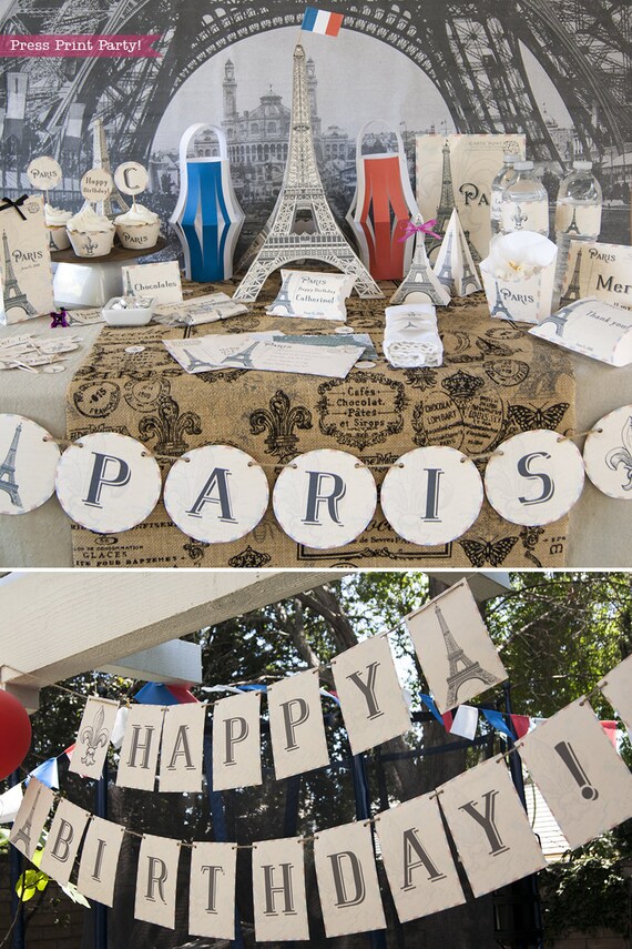 Parigi torre Eiffel decorazione festa di compleanno fornure tazza di carta piatto tovaglioli Banner san valentino Baby Shower bomboniere per bambini