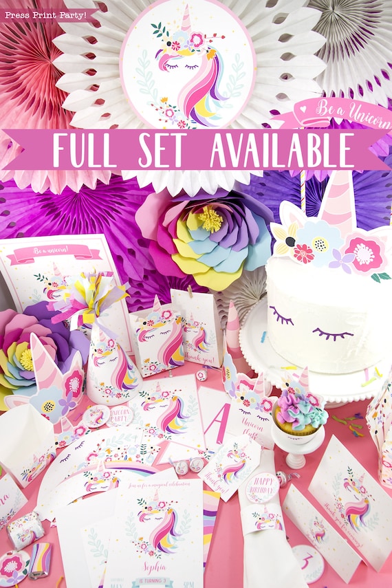 Unicorn Party Decorations Printables Backdrop Giant Unicorn Etsy