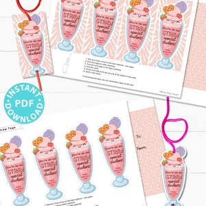 May include: Valentine's Day silly straw tags with a pink milkshake design. Each tag features the text "You're an ex STRAW special student!" and "Happy Valentine's Day". Includes a pink, curly straw.