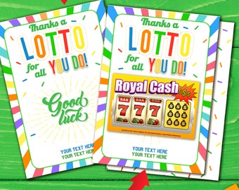 Lottery Ticket Holder, Thanks a Lotto For All You Do Card Printable, Editable text, Lotto Printable Card, Rainbow, INSTANT DOWNLOAD