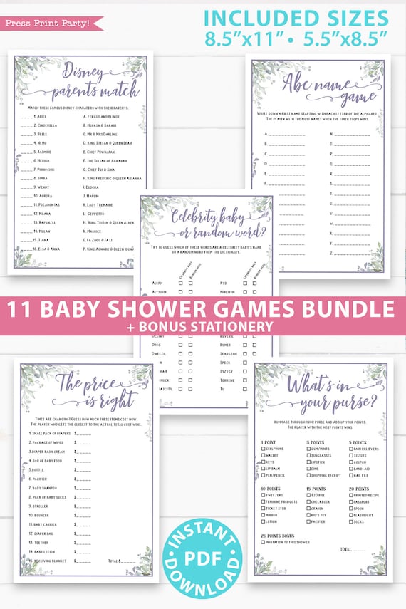 BWG002 It/'s a Boy White and Gold Printable Activities Baby Shower Games Black Sign DIGITAL FILE