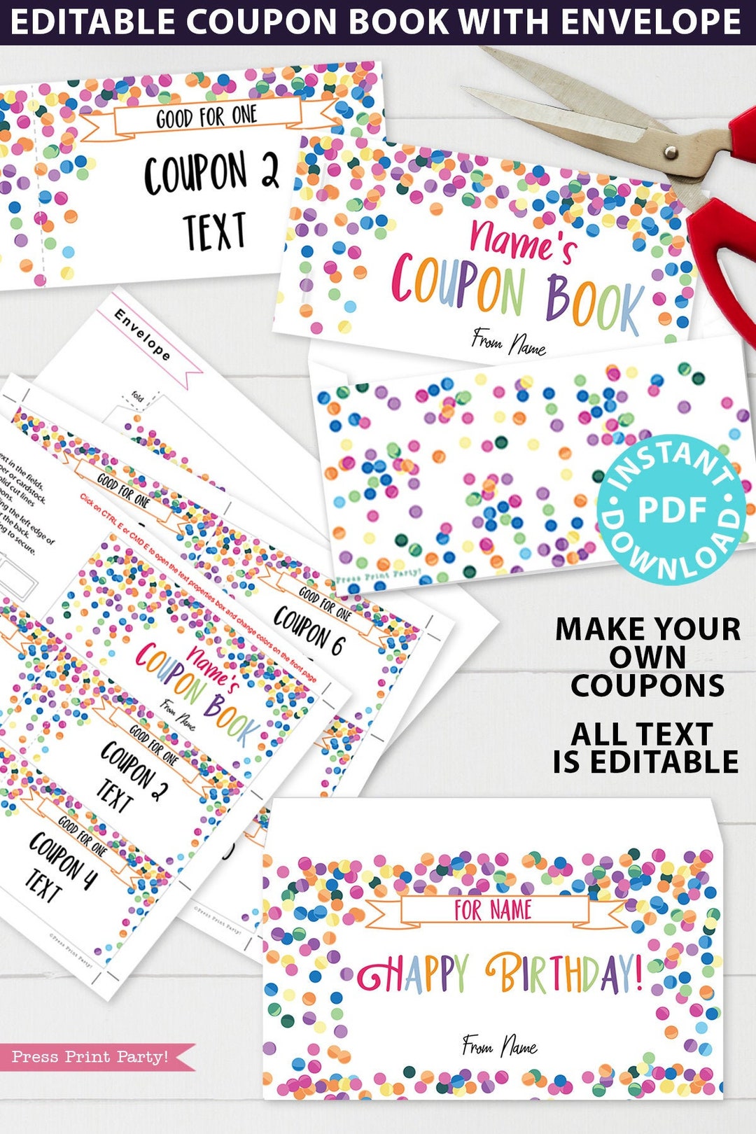 EDITABLE Coupon Template, for Dads Moms Kids Teens Custom Personalized ...