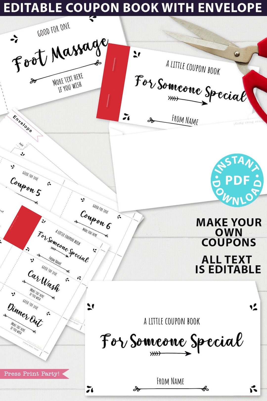 Custom Coupon Book Template Printable, Coupons for Adults, Birthday ...