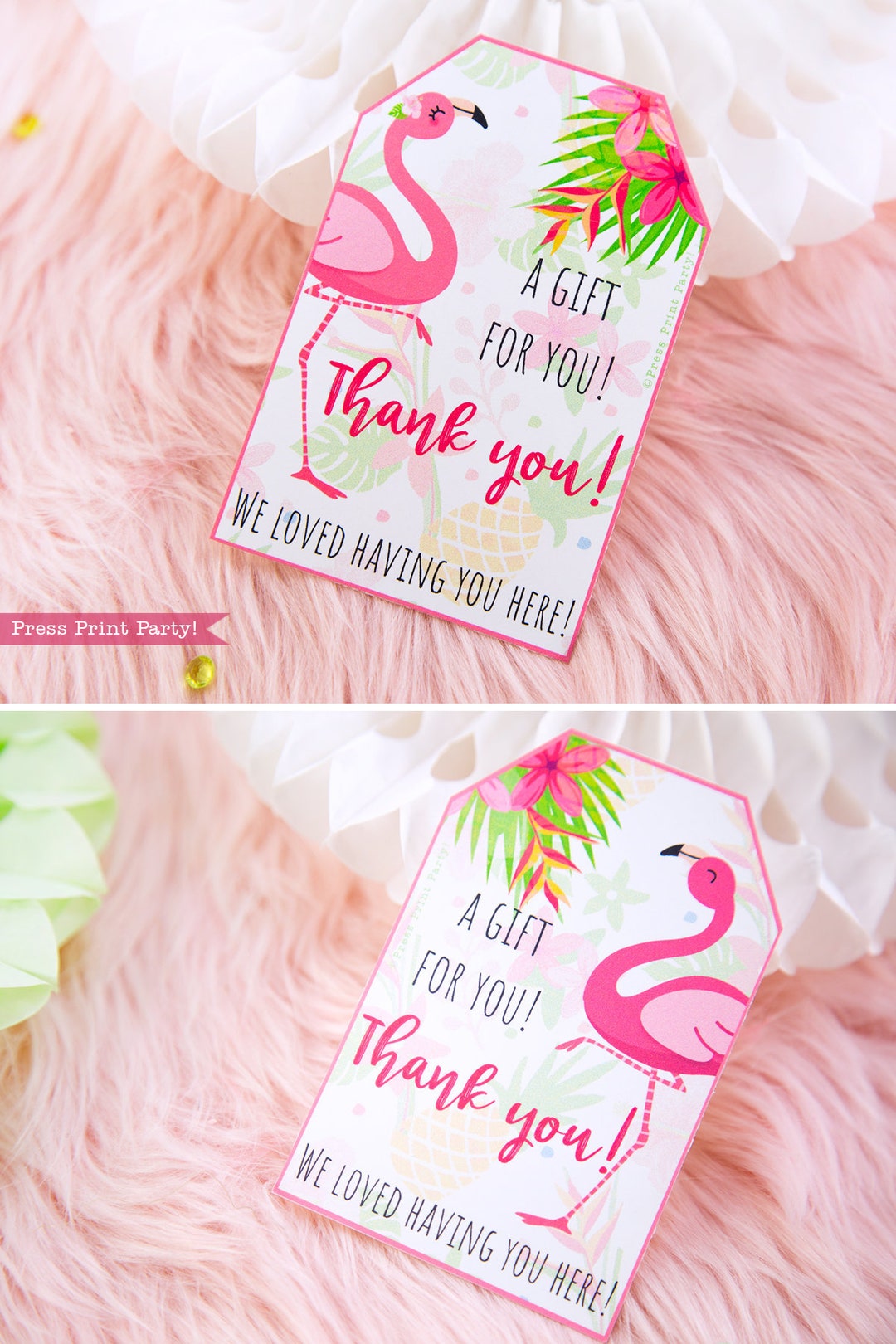 Flamingo Party Favor Tags Printable, Flamingo Birthday, Tropical, Luau ...