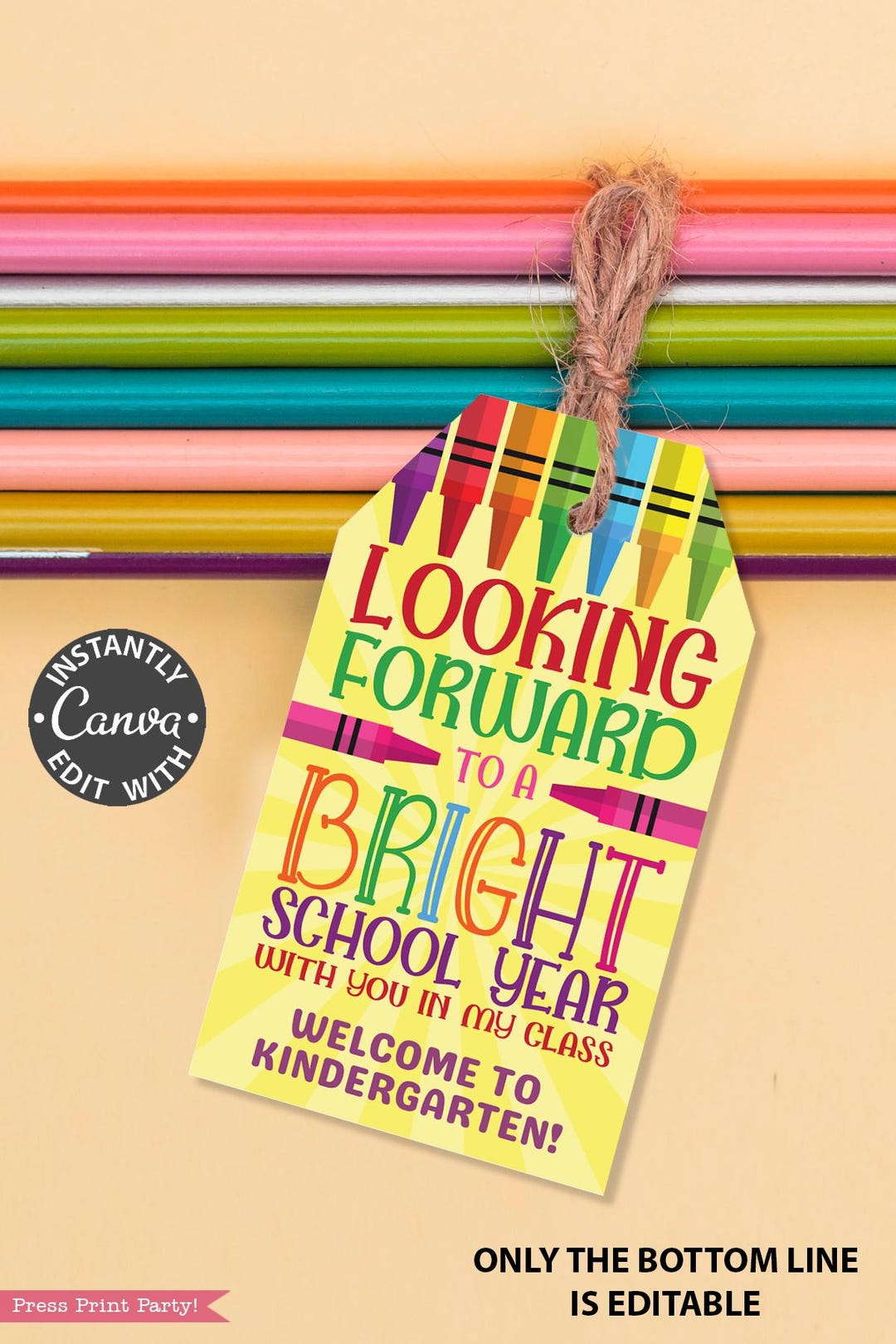 Back to School Teacher Gift Tag Printable, First Day of School Editable ...