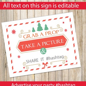 Photo Props Christmas, Photo Booth Sign Printable, Editable Sign, Santa ...