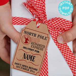 EDITABLE Christmas Gift Tags Printable, for Kids Christmas, Holiday ...