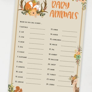 Woodland Baby Shower Game Bundle Printable, Forest Animals Baby Shower Games Bundle, Woodland Animals Theme, Girl, Boy, INSTANT DOWNLOAD image 7