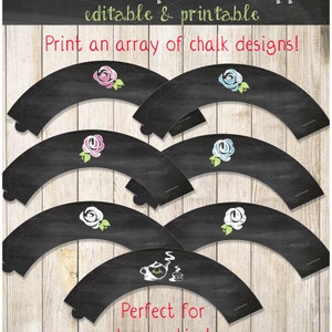 Chalkboard Cupcake Wrappers and Toppers - Editable &amp; Printable - Tea ...