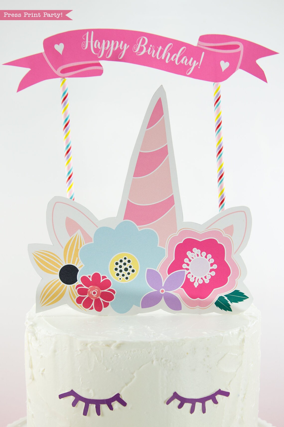 Unicorn Horn Cake Topper Printable Unicorn Party Table - Etsy