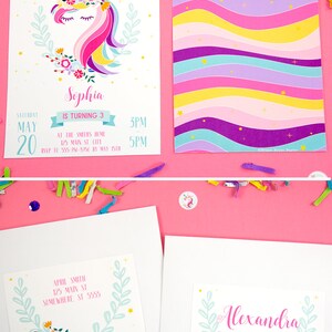 Printable Unicorn Birthday Invitation, Unicorn Invitation, Magical Unicorn Party, Unicorn Printable, Personalized, Rainbow, INSTANT DOWNLOAD image 3