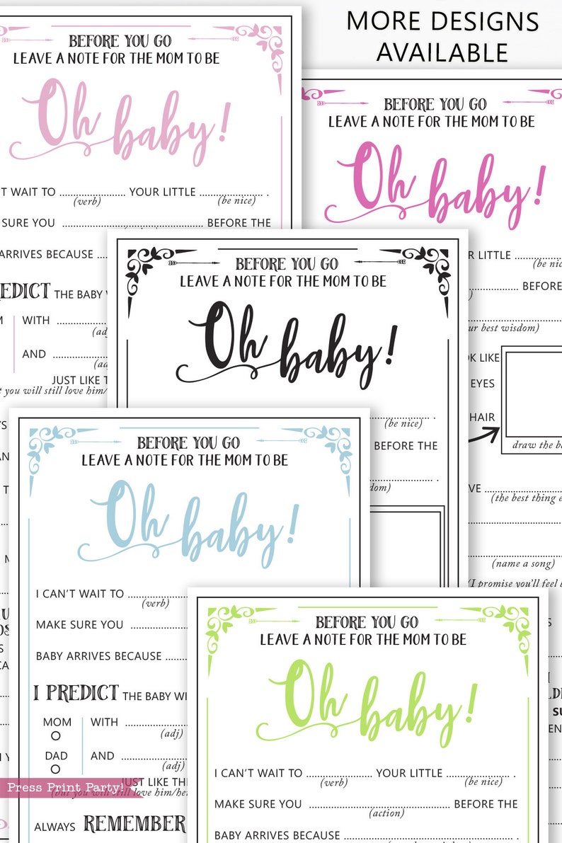 Oh Baby Shower Games Printable, Baby Shower MadLibs Advice Card, Shower Cards Advice For Mom, Mom-to-be Funny Advice Card, INSTANT DOWNLOAD image 6