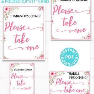 Please Take One Sign Printable, Baby Shower, Wedding, Bridal Shower ...