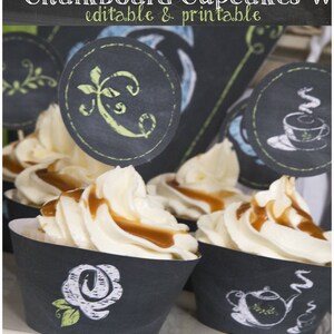 Chalkboard Cupcake Wrappers and Toppers - Editable &amp; Printable - Tea ...