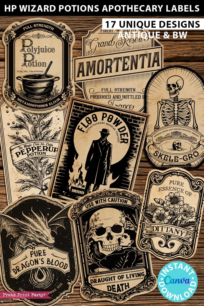 HP Apothecary Labels Printable Wizard Potion Apothecary Decor Halloween ...
