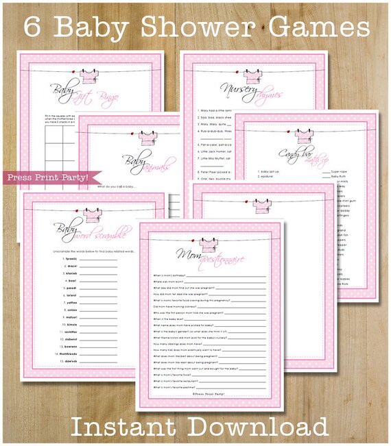Baby Shower Games Girl Baby Shower Game Pack Baby Girl Pink Baby Shower Games Girl Baby Shower Game Pack Baby Girl Pink