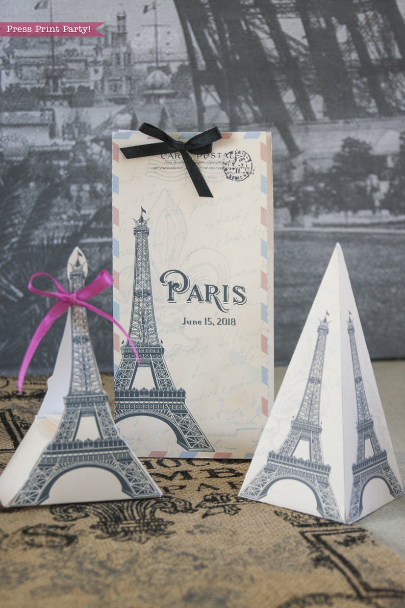 Paris Invitation and decor Party Printables French Vintage with Eiffel Tower, Paris Invitation and Backdrop INSTANT DOWNLOAD pdf image 5