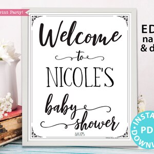Welcome to Baby Shower Sign Printable, With Editable Name, Custom Name Baby Shower Template, Rustic, Frame or Fold, INSTANT DOWNLOAD