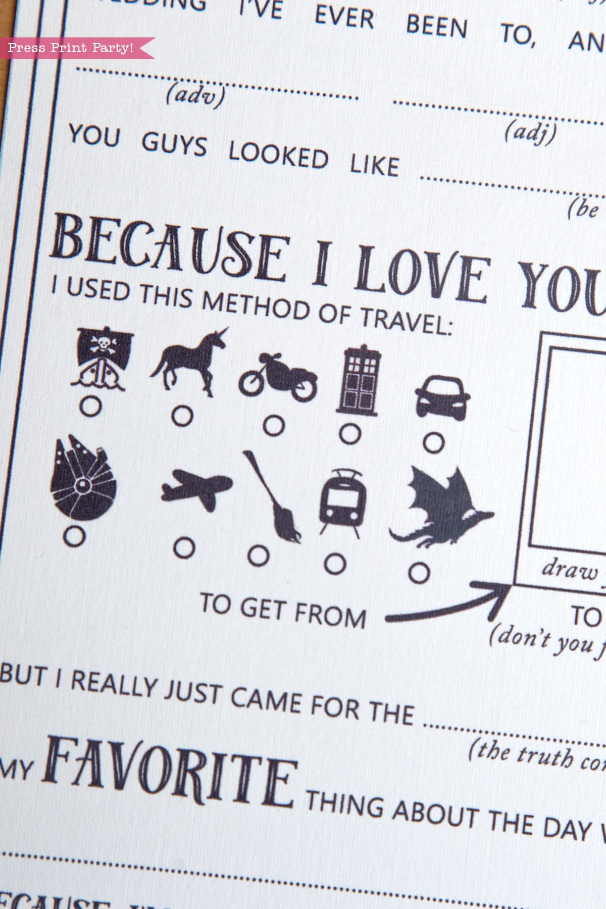 Etsy Wedding Mad Libs Printables