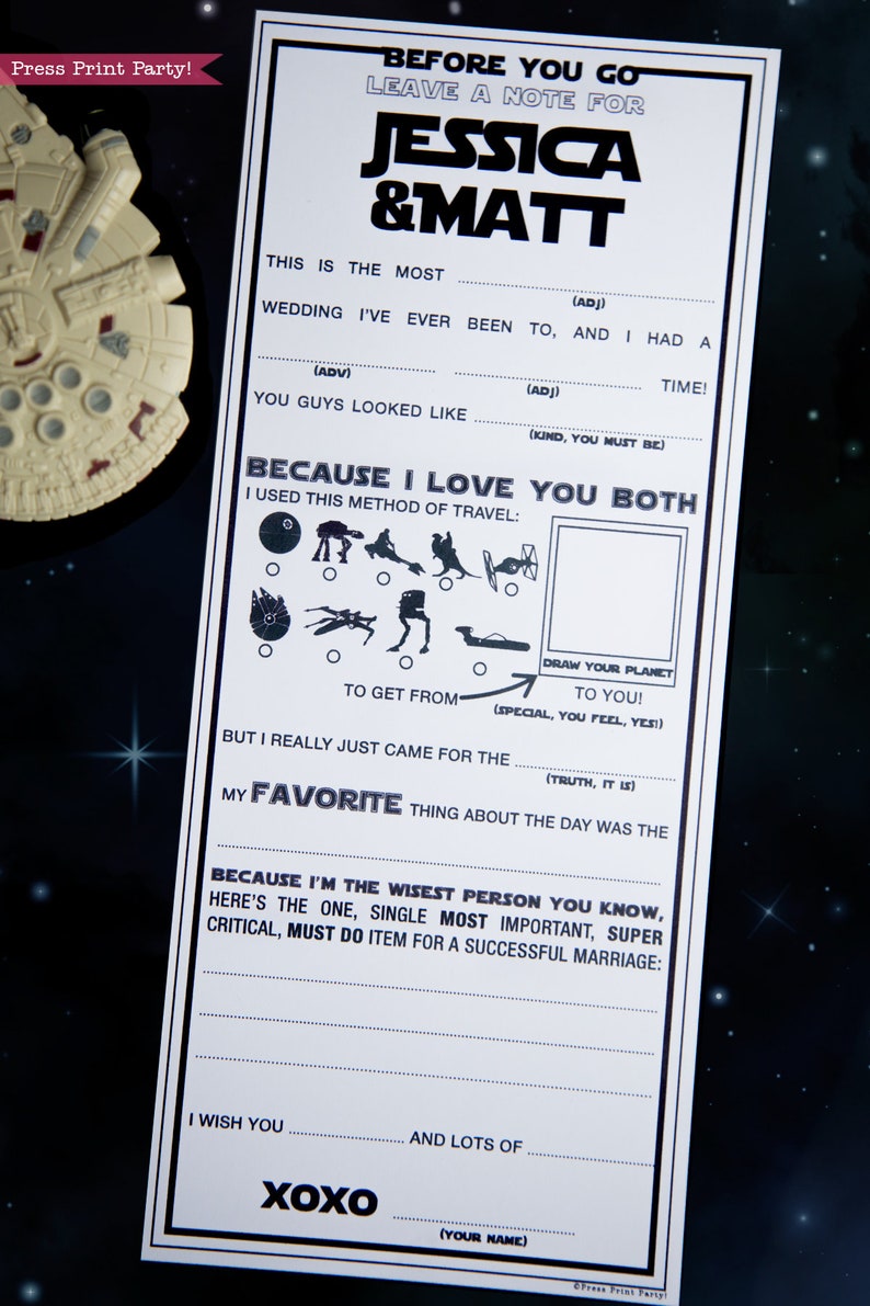 Star Wars Wedding Mad Libs Printables Marriage Advice Cards Etsy