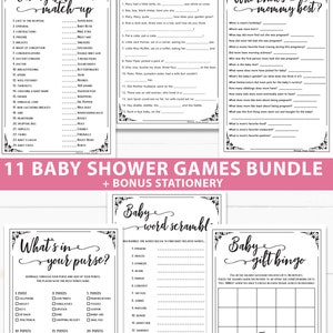 Baby Shower Games Printable Pack, Games Bundle, Unique Baby Shower Games, Funny Baby Shower Activities, Rustic, girl, boy, INSTANT DOWNLOAD image 2