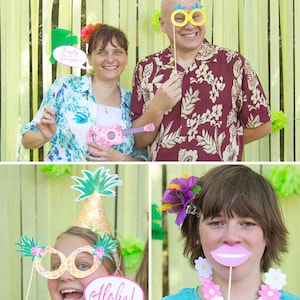 Luau Party Decorations Printable Props, Luau Photo Booth Props, Hawaiian Party Decorations, Moana, Pineapple, Flamingo, INSTANT DOWNLOAD image 3