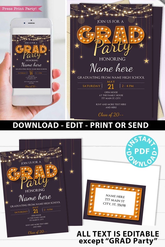 Graduation Invitation Printable and Digital, Graduation Party
