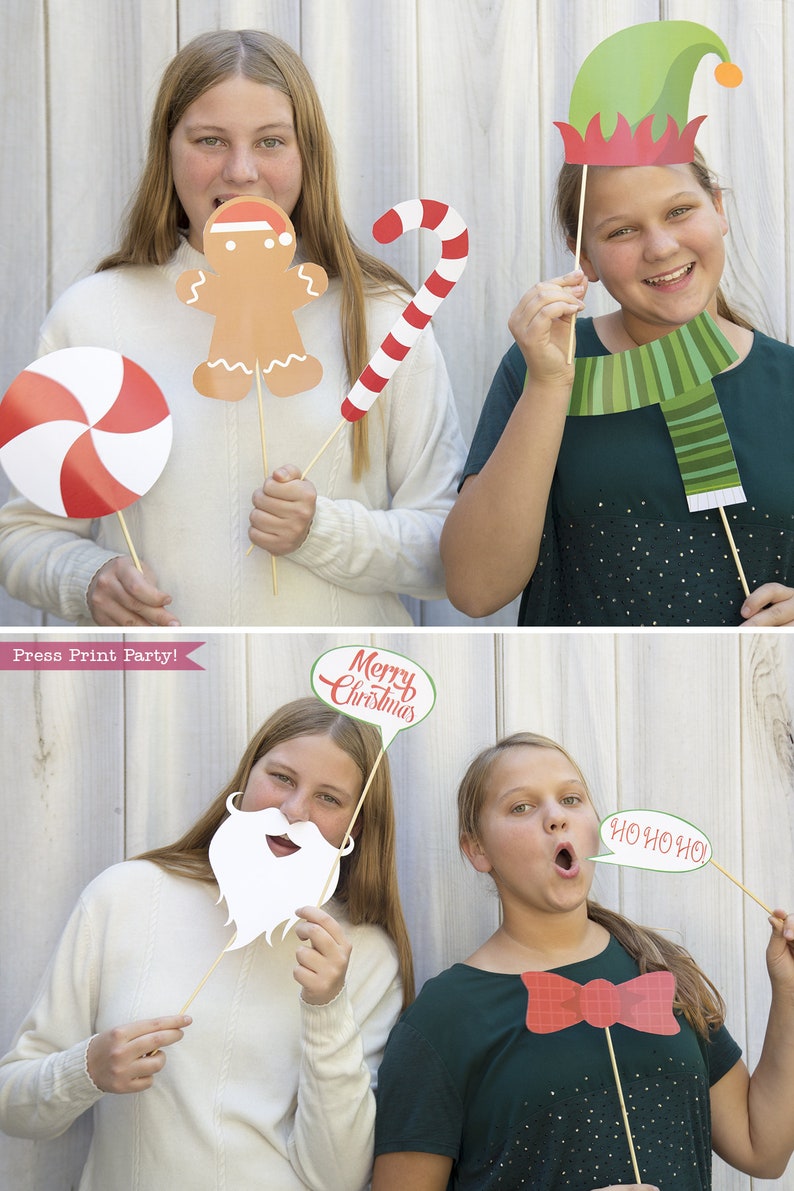 37 Christmas Props Printable, For party photo booth or photography. Print at home, cut, tape stick and use. INSTANT DOWNLOAD image 4