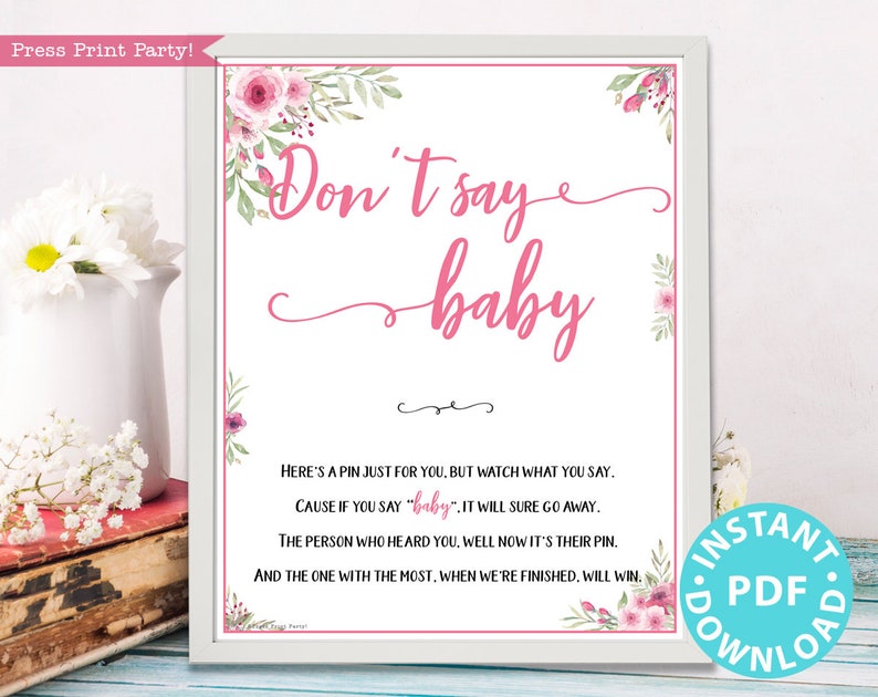 Don't Say Baby Sign Printable Baby Shower Game Template | Etsy