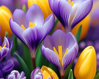 Mélange de bulbes de crocus Blue Moon - Fleurs printanières hollandaises vivaces, plantes pollinisateurs à longue floraison