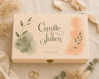 Personalized wooden wedding keepsake box | Guest book alternative | Photobooth photo box and guest messages