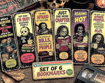 Vintage Horror Bookmarks, Set of 6 Gothic Bookmarks, Horror Book Lover Gift