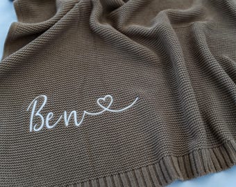 Babydecke aus Baumwolle | mit Name personalisierbar | Kuscheldecke Baby