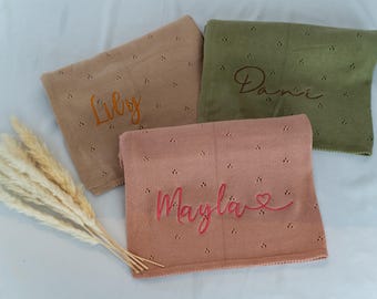Babydecke aus Baumwolle | mit Name personalisierbar | Kuscheldecke Baby