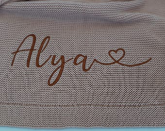 Babydecke aus Baumwolle | mit Name personalisierbar | Kuscheldecke Baby