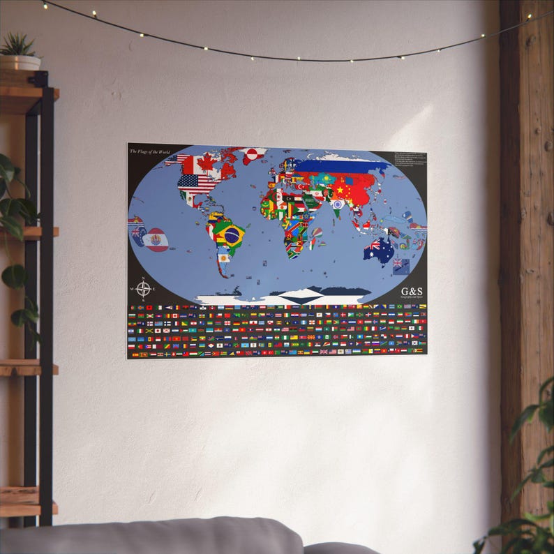 World Map With Flags Poster by Geography and Space | All Country Flags ...