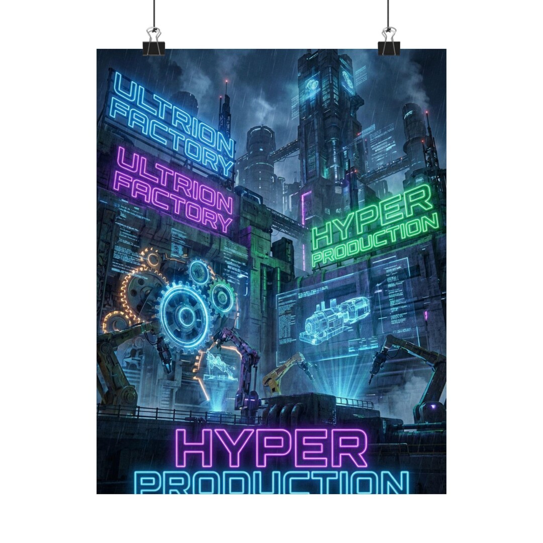 Ultrion Factory Hyper Production Poster | Cyberpunk Industrial Art ...