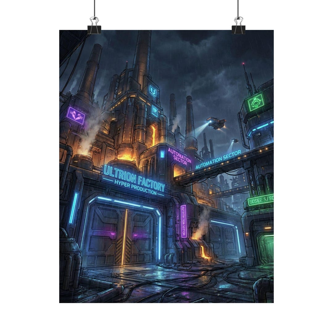 Ultrion Factory Hyper Production Cyberpunk Industrial Art Poster [OHNE ...