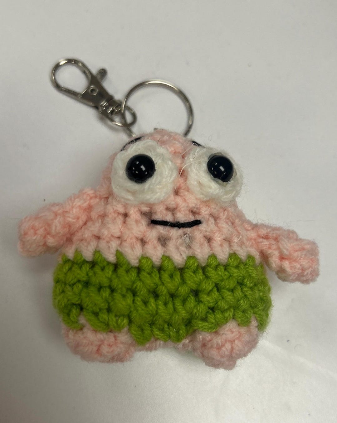 Hand Crocheted Patrick Star Keychain - Sponge Bob Character Accessory ...