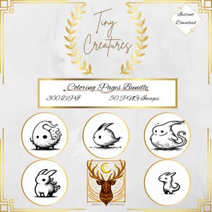 Tiny Creatures – 50 Coloring Pages - Digital Download