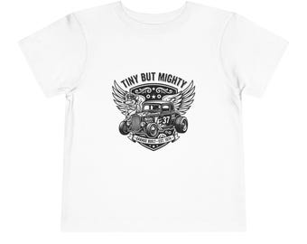 Tiny But Mighty Hot Rod Toddler Tee | Vintage Car Illustration